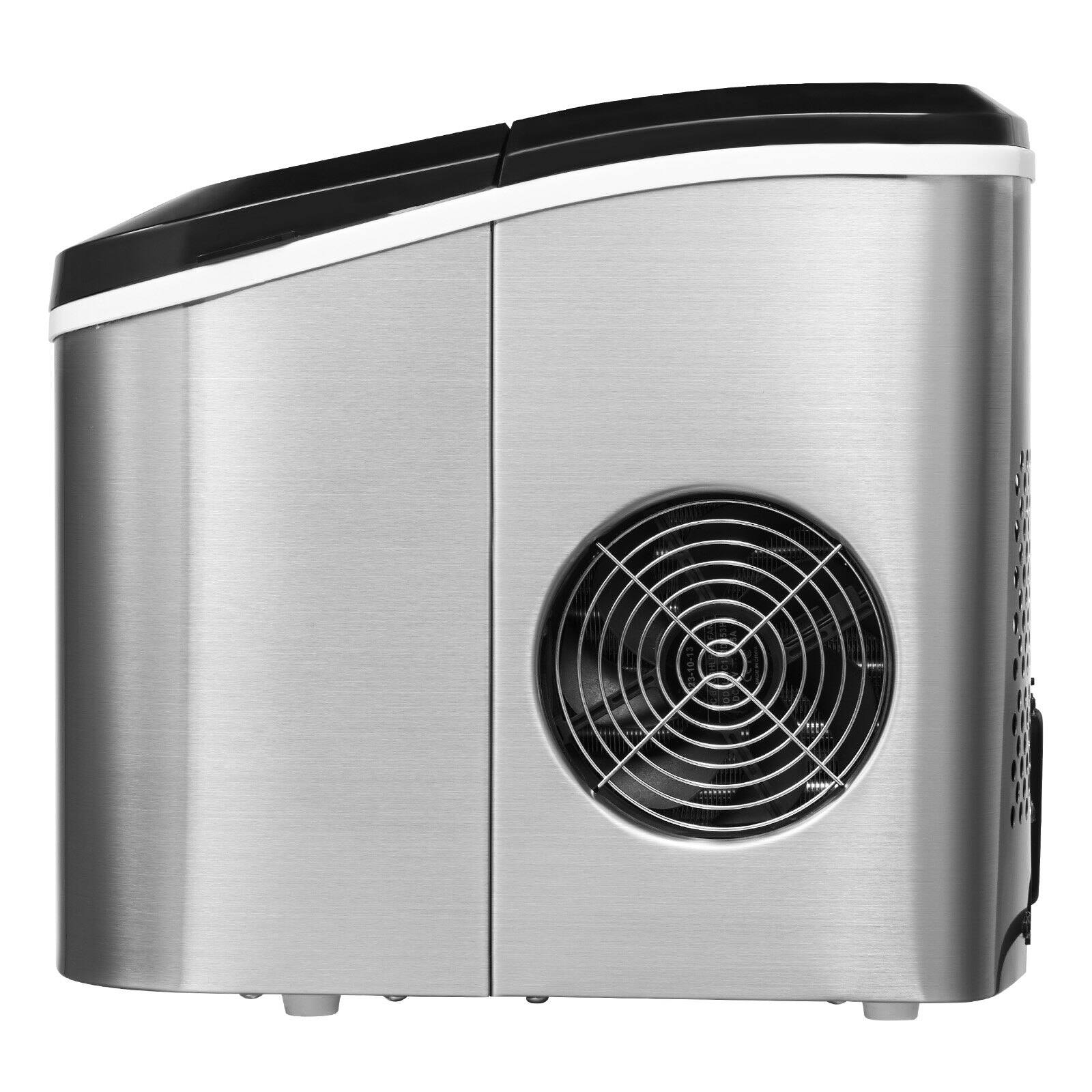 Alt View 10. Glintex - Countertop Ice Maker, Bullet Ice, 9 Cubes in 6 Min, 33 lb/Day, 2 Sizes, Self-Cleaning, Scoop & Basket - Silver.