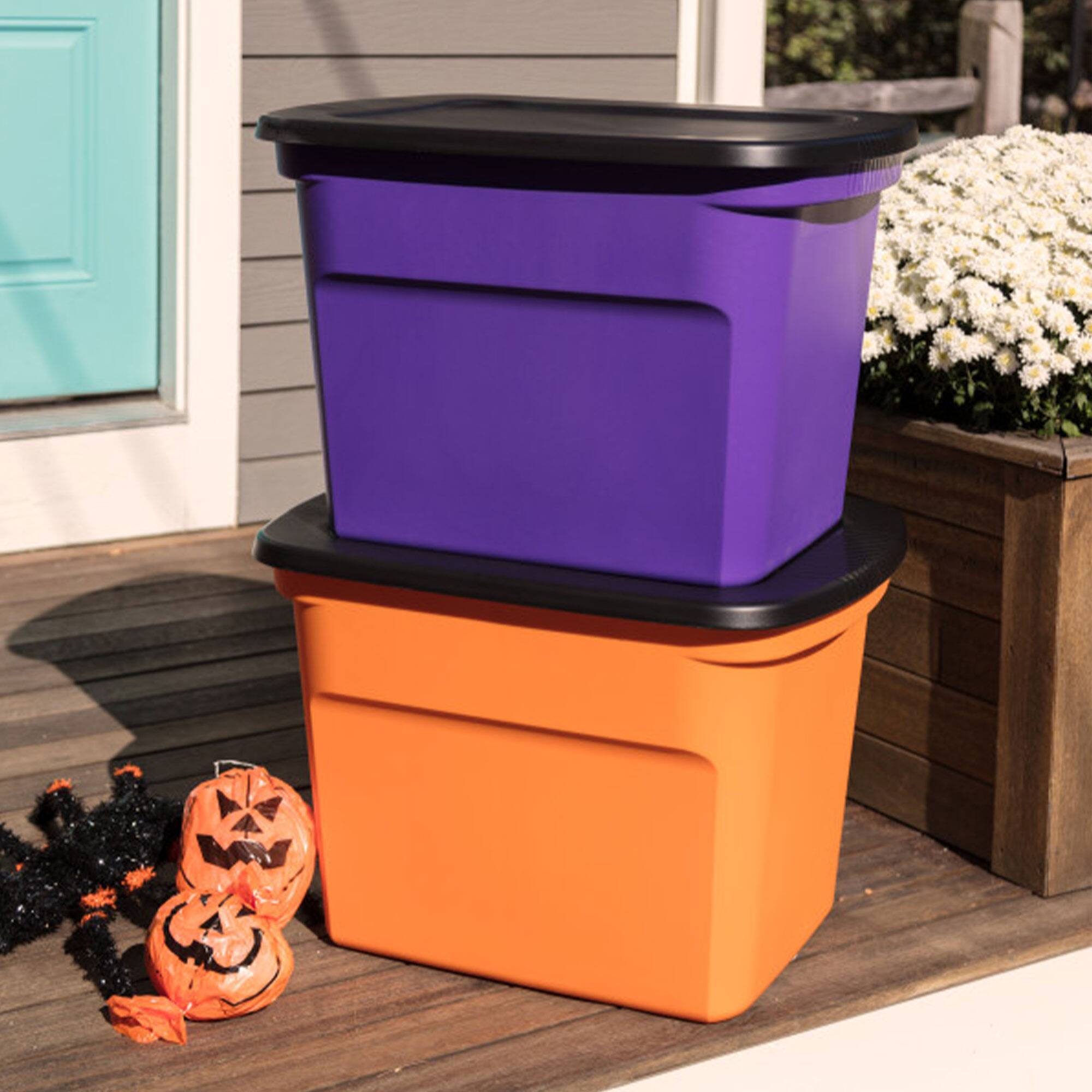 Alt View 2. Sterilite - Sterilite 18 Gallon Storage Tote Stackable Plastic Bin with Lid, Purple, 24 Pack - Purple.