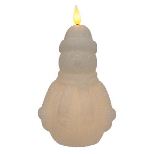 BreeBe - Sparkling Snowman Wax LED Timer Candle - 7-1/2 In H - White