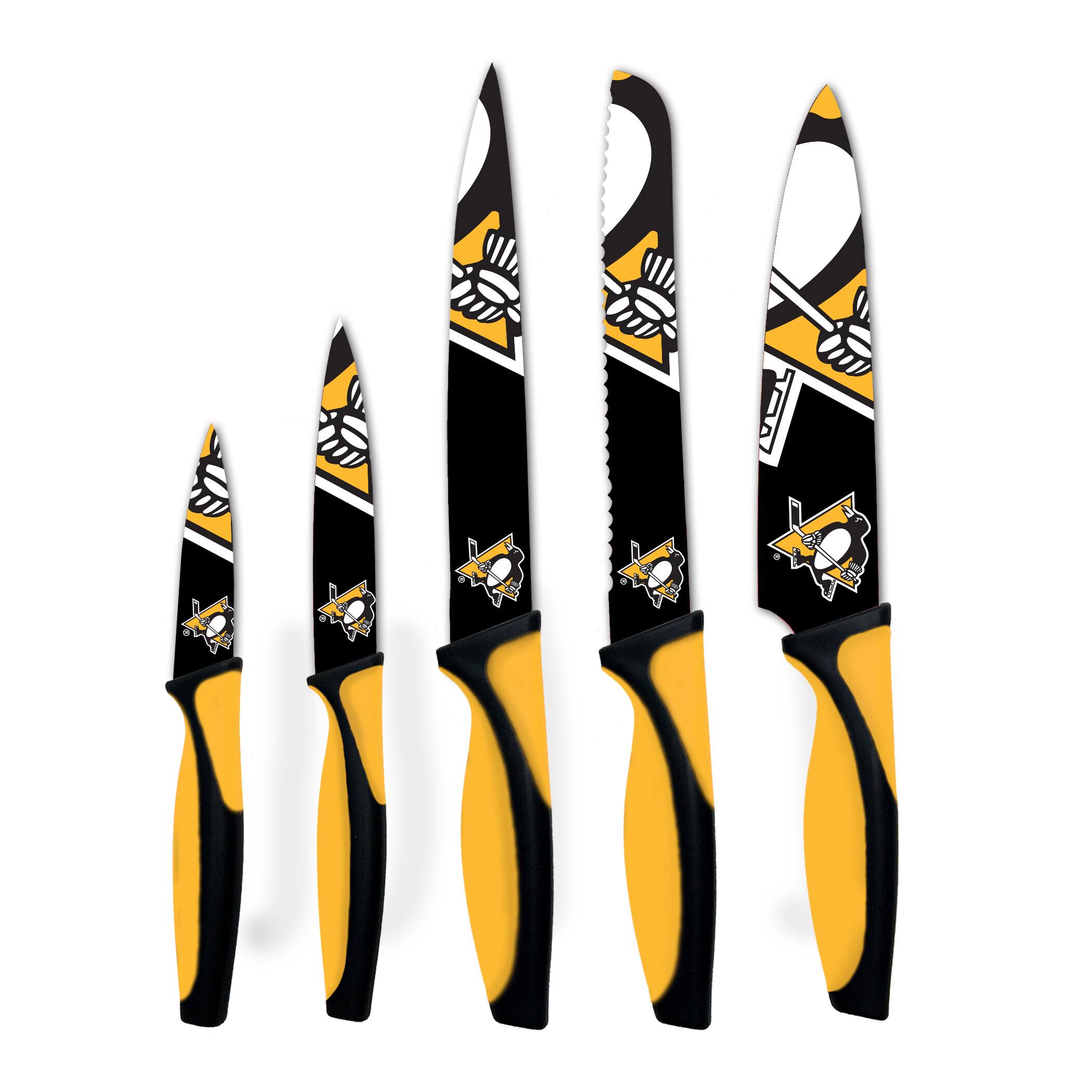 Alt View 1. Woodrow - Pittsburgh Penguins 5-Piece Stainless Steel Cutlery Knife Set - Multicolor.