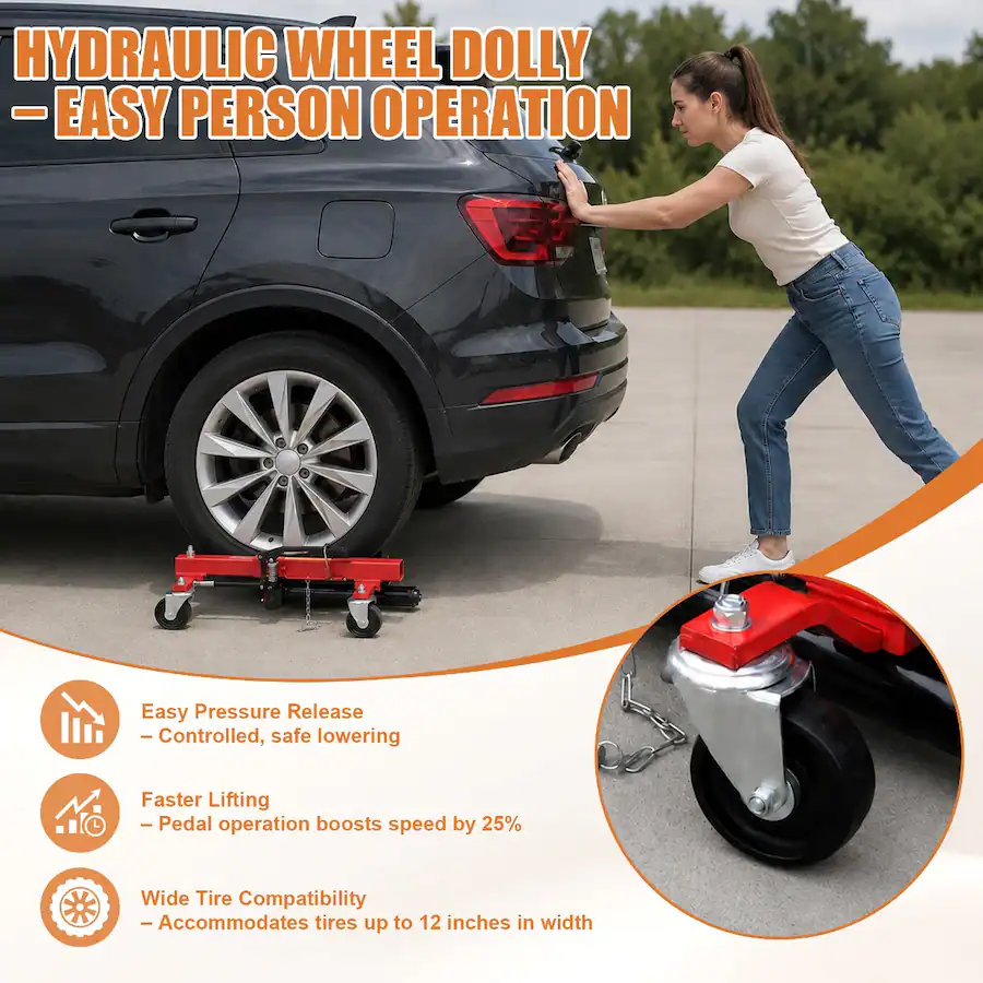 Caster Wheel Lock Pin Ropilly Car Wheel Dolly with Ratcheting Foot Pedal, 1500 lb Vehicle ...