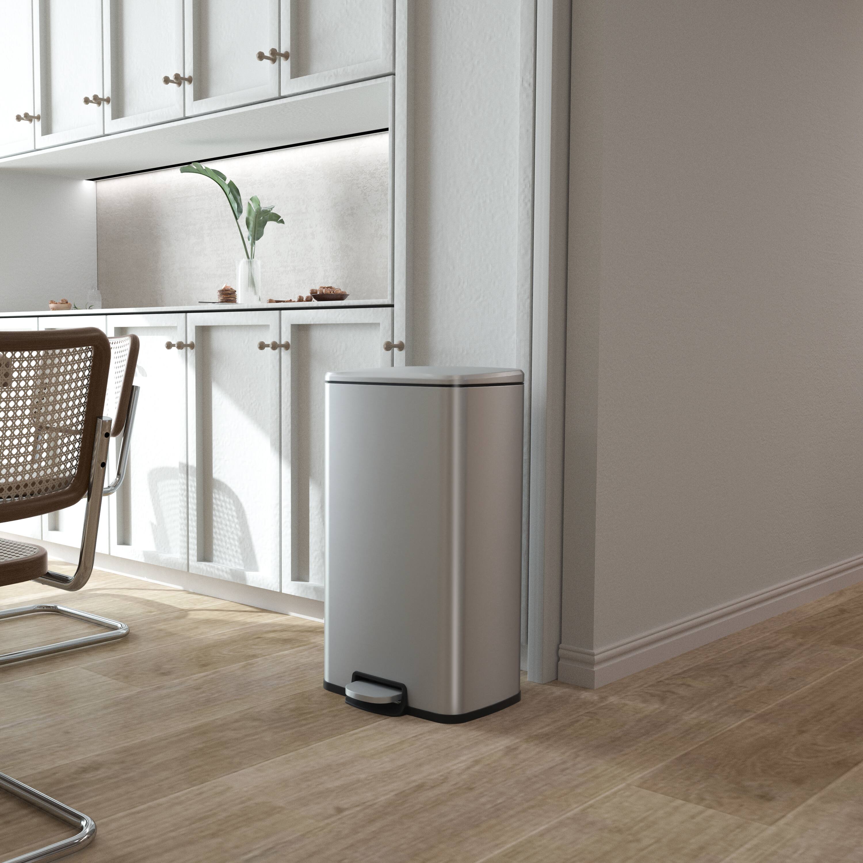 Alt View 8. Innovaze - 8 Gal./30 Liter Rectangular Stainless Steel step-on Trash Can for kitchen - Sliver.