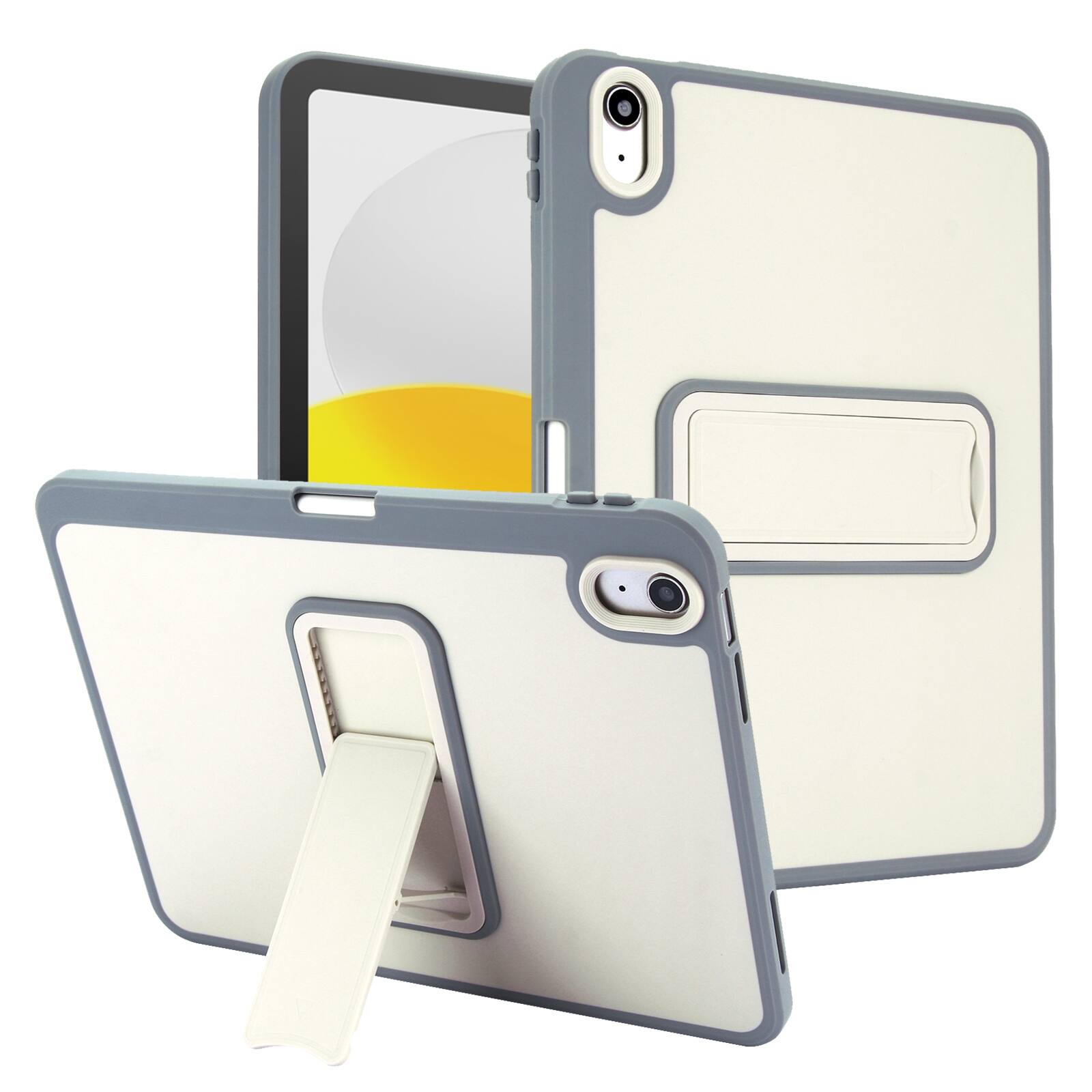 Front. UUCOVER - Shockproof TPU Case for iPad (A16) 11-inch 2025 /iPad 10th Gen 10.9" 2022 Built-in Pen Holder Kickstand Back Cover - Beige.