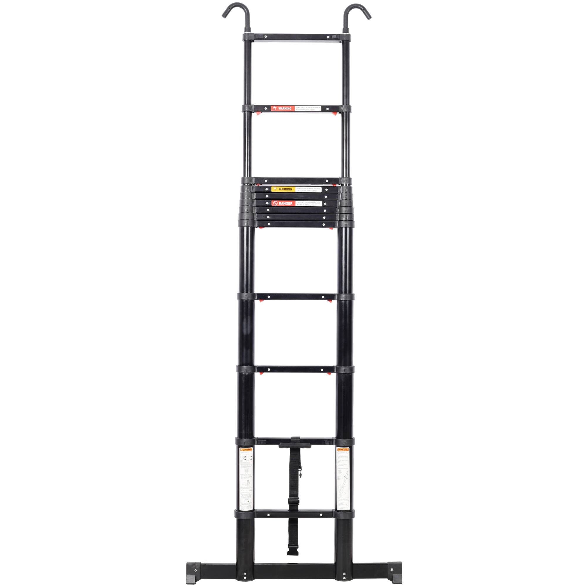 Alt View 2. ELEMENT ACE - 12.5FT Heavy-Duty Telescopic Extension Ladder with Non-Slip Feet and Safety Locking Mechanism - Black.