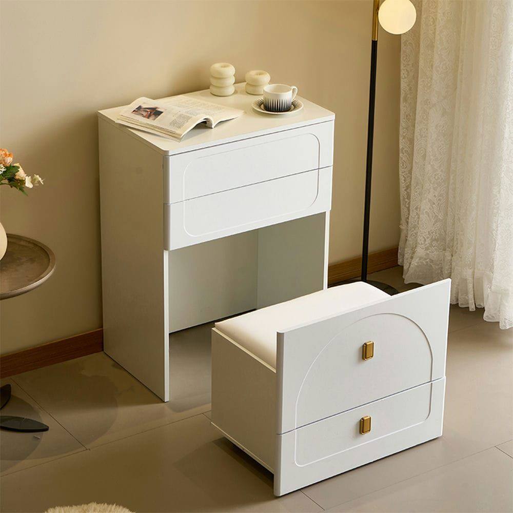 Alt View 5. Kadyn - Convertible Vanity Table with Mirror, 3 Drawers and Cushioned Stool - White - White.