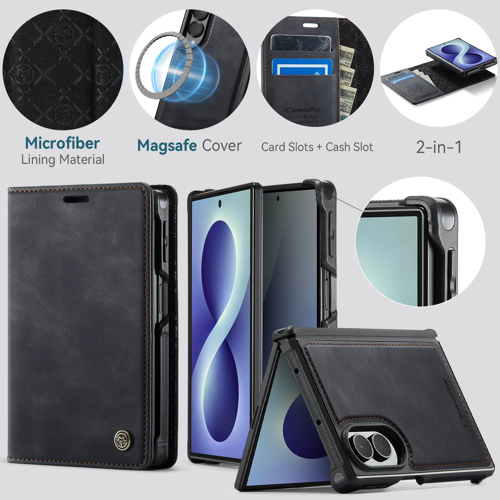 Coselle
Casellie ACCOBESSE

Microfiber Lining Material
Magsafe Cover
Card Slots + Cash Slot
2-in-1