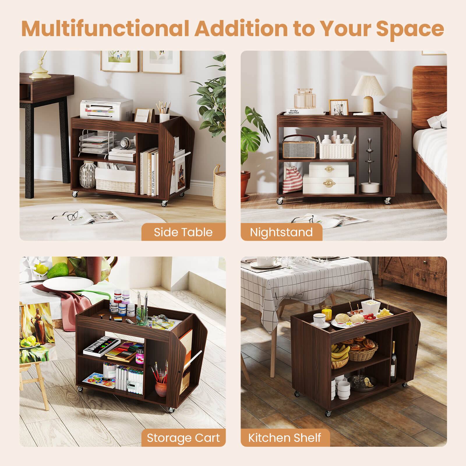 Multifunctional Addition to Your Space - Side Table, Nightstand, Storage Cart, Kitchen Shelf