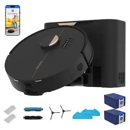 Front. bObsweep - Dustin Robot Vacuum & Mop, Auto-Empty Odor Control Dock with 1 Gal Capacity, Privacy Focused U.S. Software - Plus Version with 8000 Pa Suction.