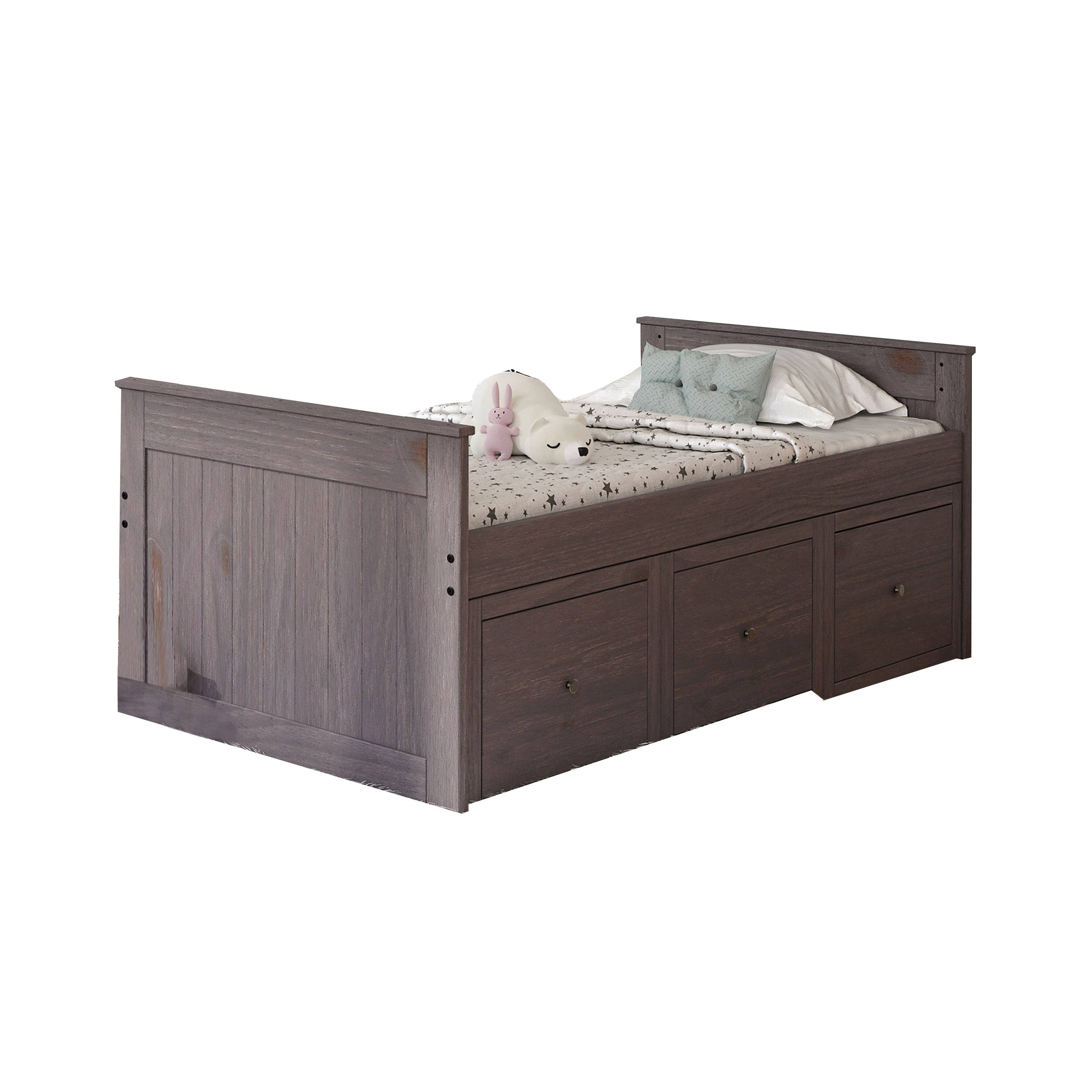 Front. Manhattan Lane - Mari Twin Captain Bed with Drawers, Rustic, Brazilian Pine, Wood, Gray - Gray, Bronze.