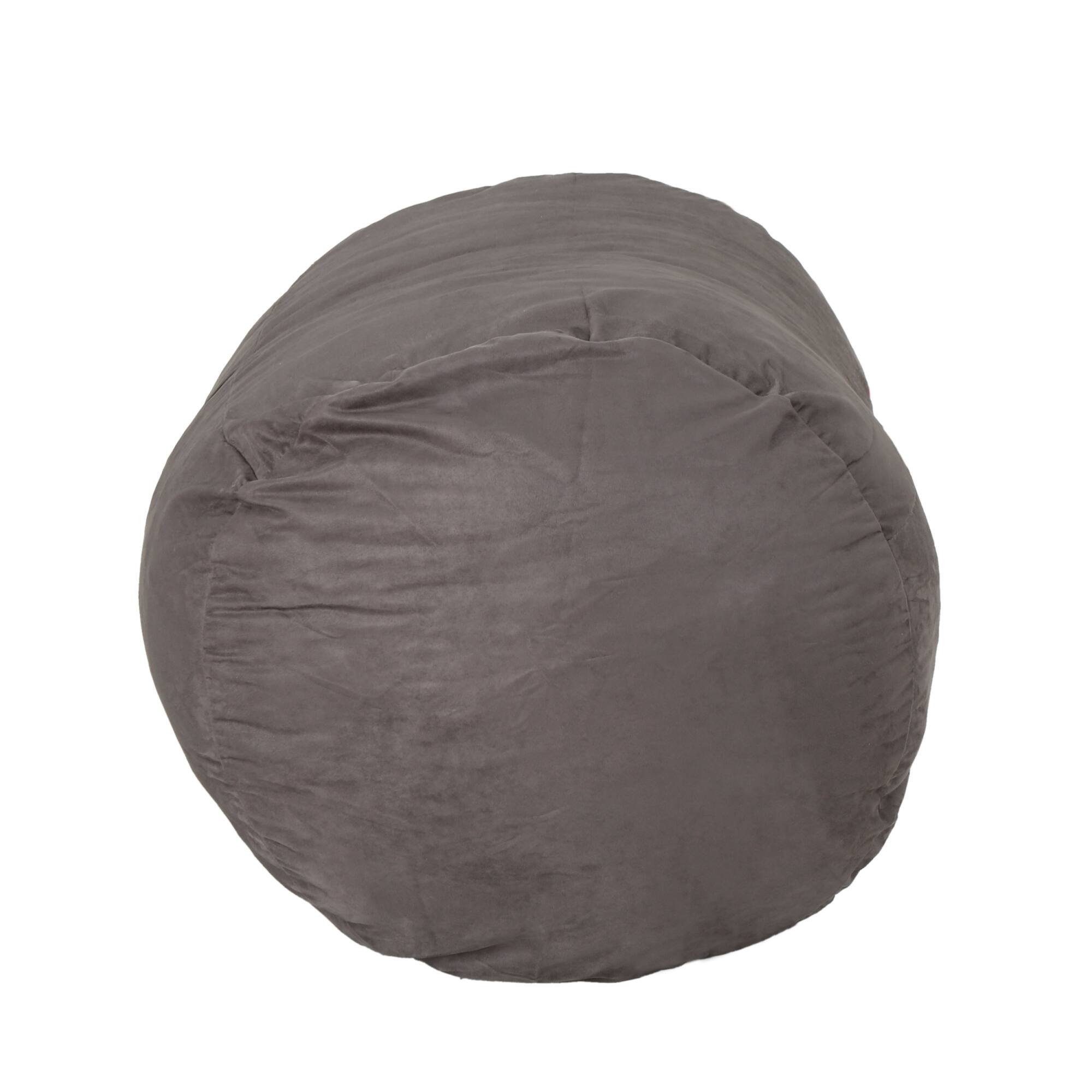 Alt View 1. GOODSILO - Premium Cylindrical Suede Bean Bag in Neutral Tone for Modern Living Spaces - Charcoal.