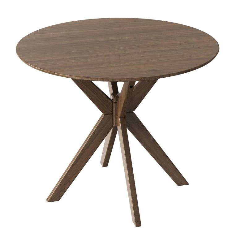 Alt View 6. Resenkos - 36 In Round Wood Dining Table with Intersecting Pedestal Base, Dining Table - Brown.