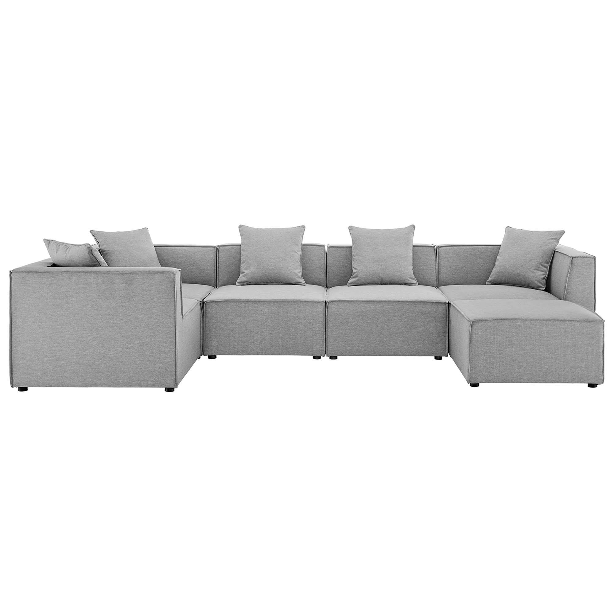 Angle. Modway - Saybrook 6-Piece Outdoor Patio Upholstered Sectional Sofa by Modway - Gray.