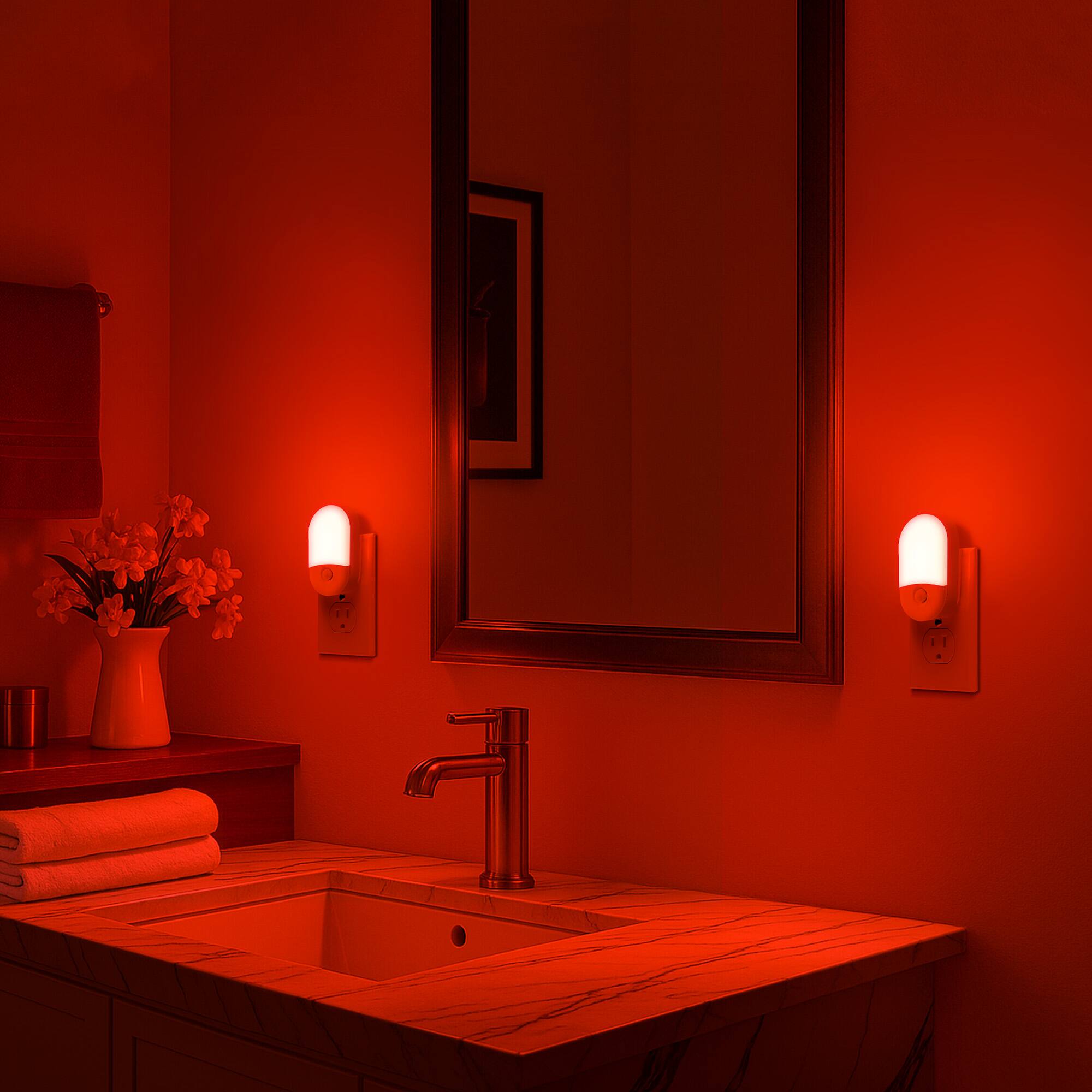 Back. Jandcase - JANDCASE 2-Pack 0.6W Plug-in Motion Sensor Night Light, Red Glow, 2-Step Dimming ON/OFF/AUTO - White.