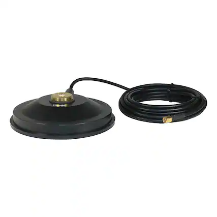 Front. Tram - 5-1/2" ABS NMO Magnet Mount with RG58 Coaxial Cable and SMA Connector - Black.