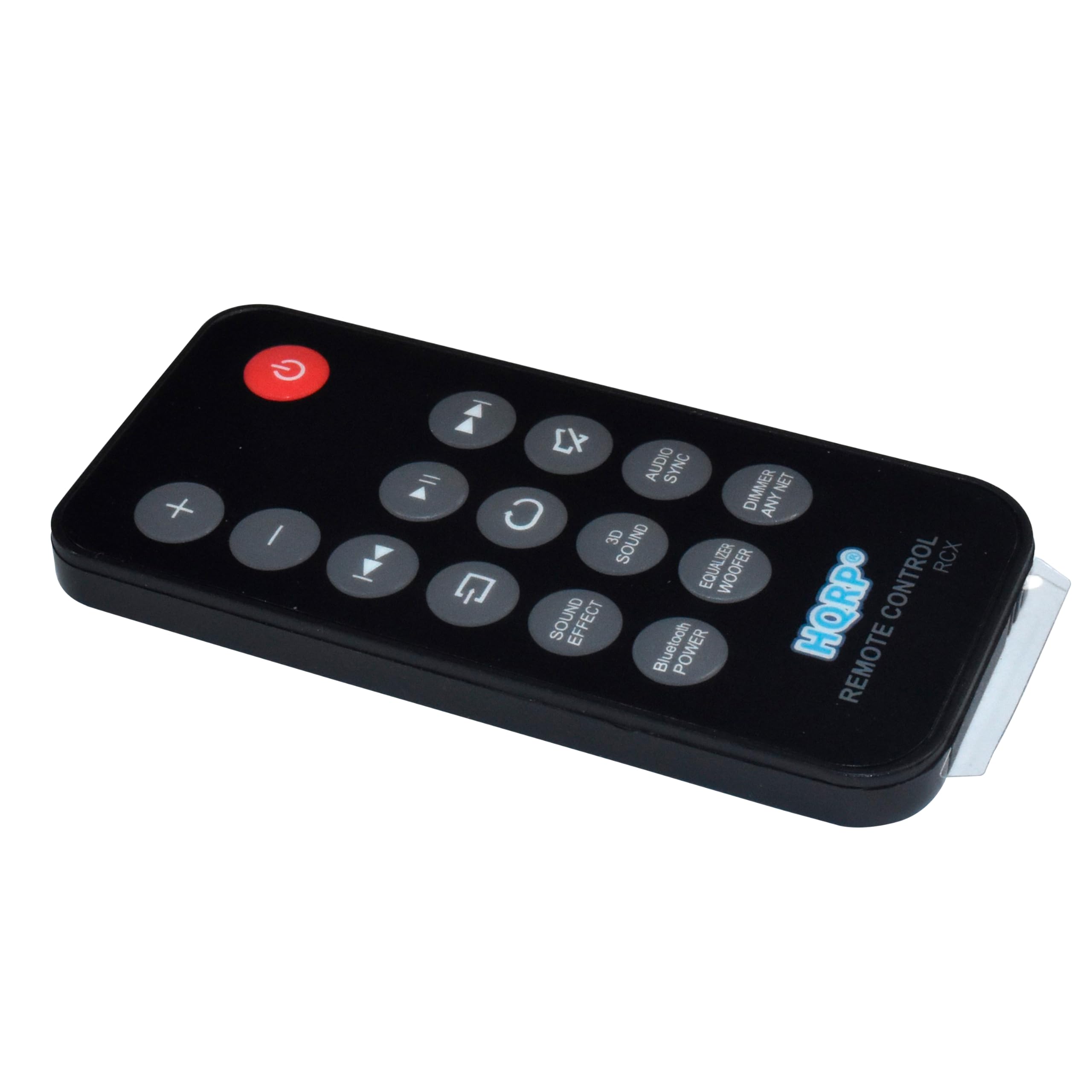 - I A AUDIO SYNC NET DIMMER ANY 3D SOUND EQUALIZER WOOFER CONTROL RCX SOUND EFFECT Bluetooth POWER HQRP REMOTE

Corrected text from the image:
- AUDIO SYNC
- DIMMER ANY
- 3D SOUND
- EQUALIZER
- WOOFER CONTROL
- RCX
- SOUND EFFECT
- Bluetooth
- POWER
- HQRP REMOTE CONTROL