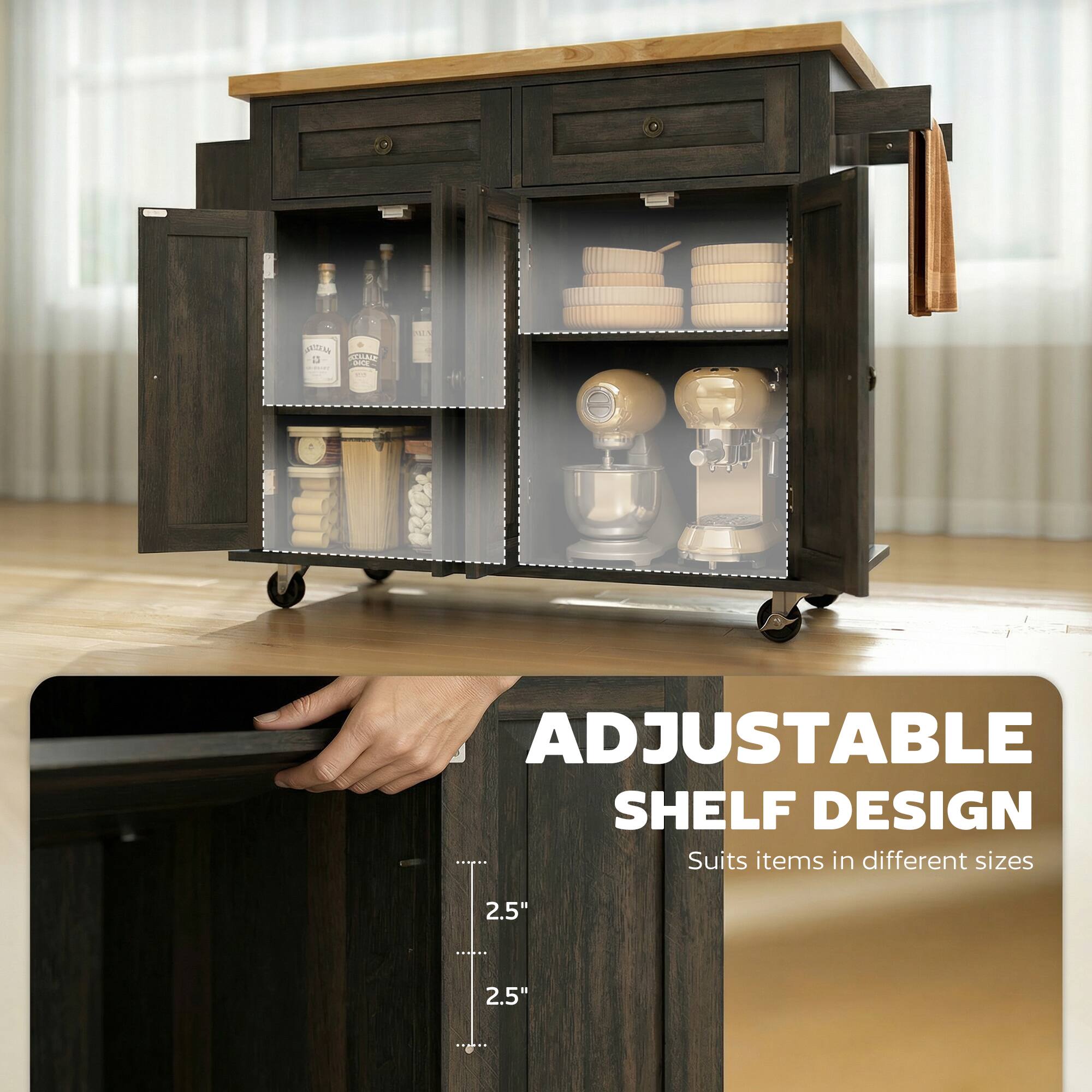 ADJUSTABLE SHELF DESIGN  
Suits items in different sizes  
2.5"  
2.5"