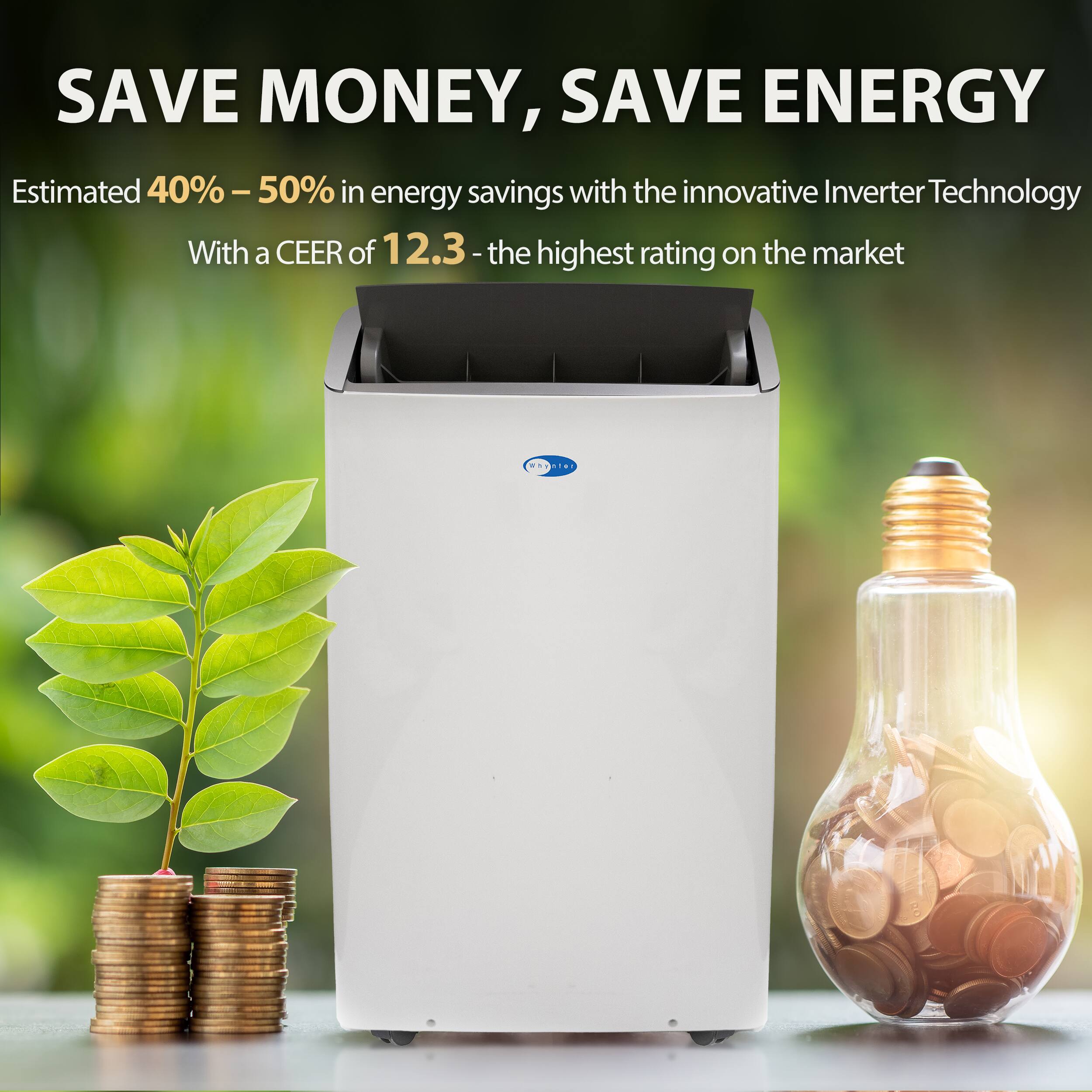 Left. Whynter - ARC-1030WN 12,000 BTU (10,000 BTU SACC) NEX Inverter Dual Hose Portable Air Conditioner with Smart Wi-Fi - White.