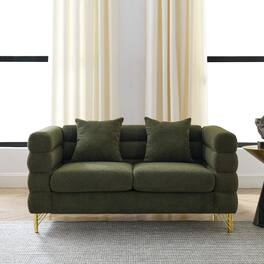 Roomtec - 60Inch Oversized 2 Seater Sectional Sofa Living Room Comfort Fabric Sectional SofaDeep Seating Sectional Sofa Soft - Green
