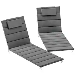 Outsunny - Chaise Lounge Cushion Set of 2, Outdoor Lounge Chair Cushion Set, UPF50+ 230gsm Olefin - Dark Gray