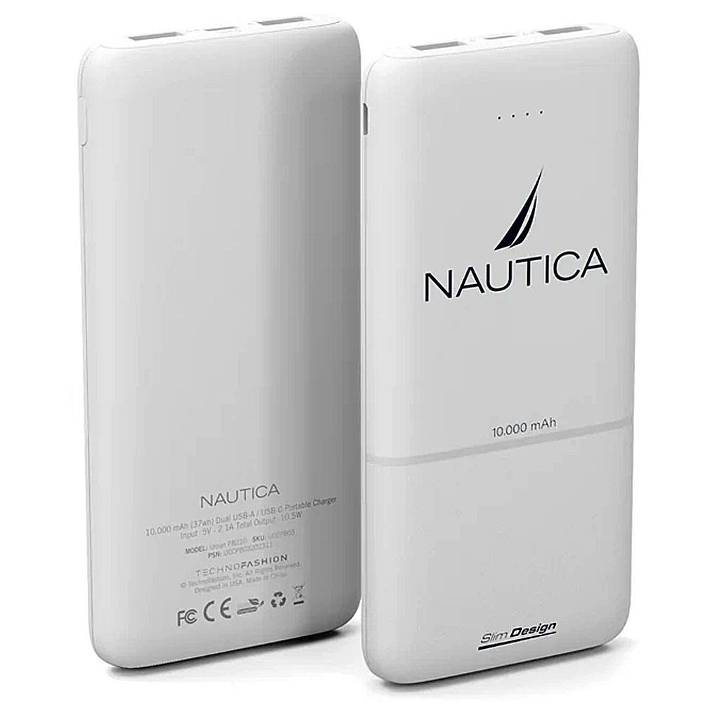 NAUTICA  
10.000 mAh  
NAUTICA USB Portable Charger Dual USB/A USB C Output 10.5W 10,000mAh (37Wh) 2A Input ve SKU MODELI PSN- TECHNOFASHION O FC CE  
Slim Design