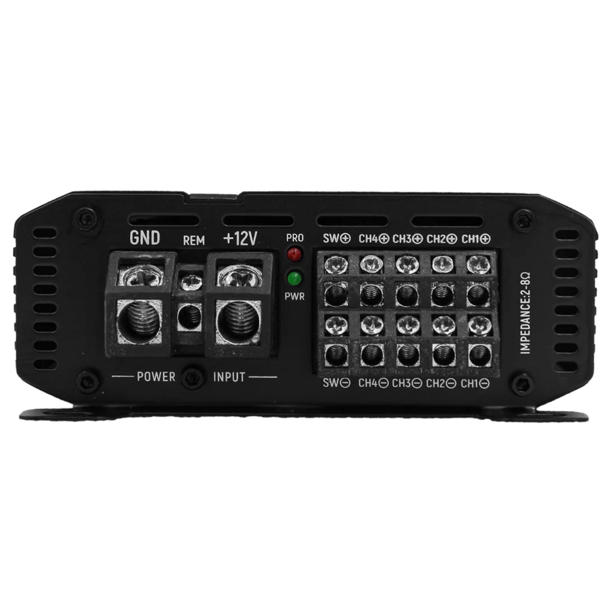 GND REM +12V POWER INPUT PRO PWR SW CH4 CH3 CH2 CH1 IMPEDANCE: 2-8Ω