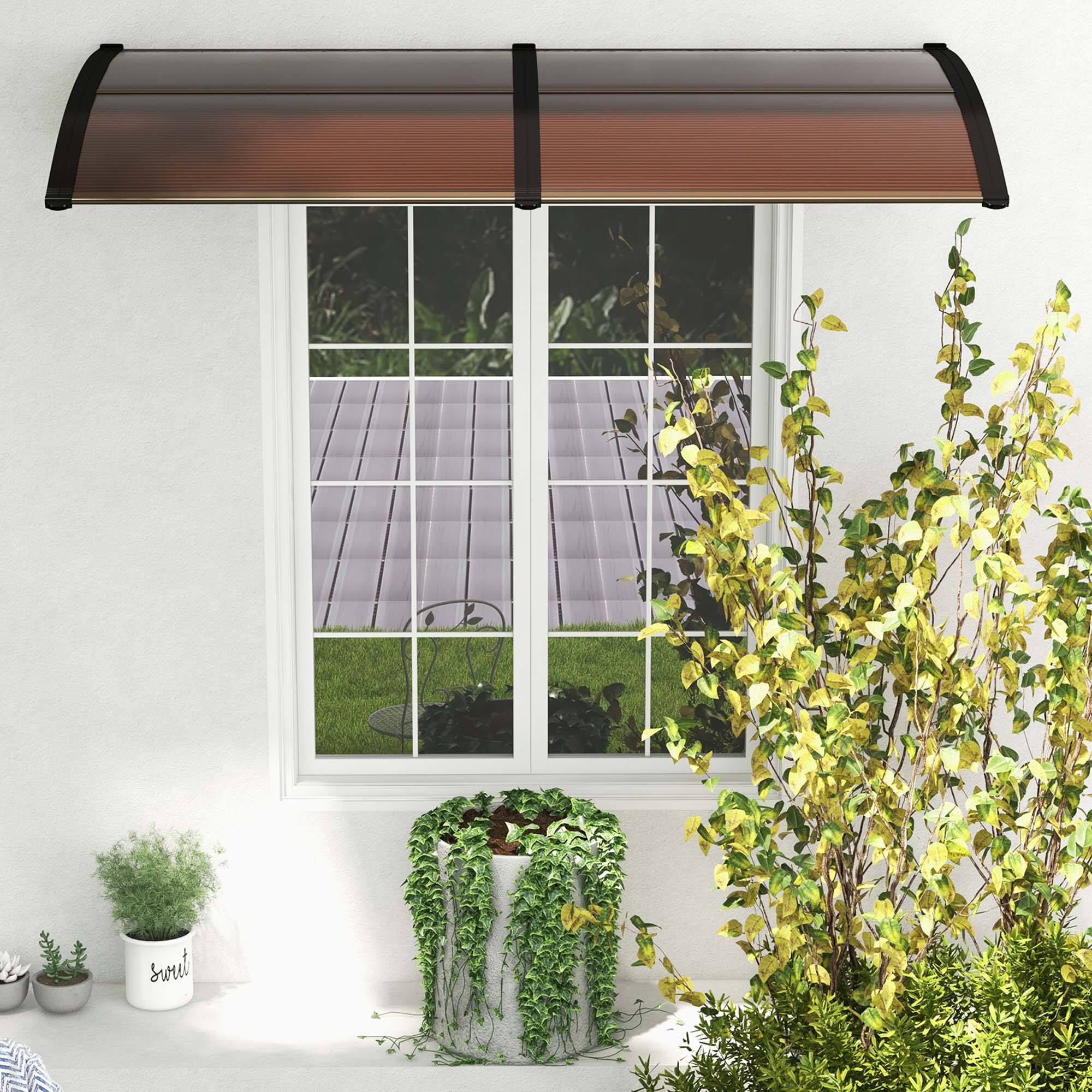 Alt View 3. Costway - Costway 80" x 40" Patio Awning Canopy Outdoor Window Door Overhang Rain Snow Protection - Coffee.