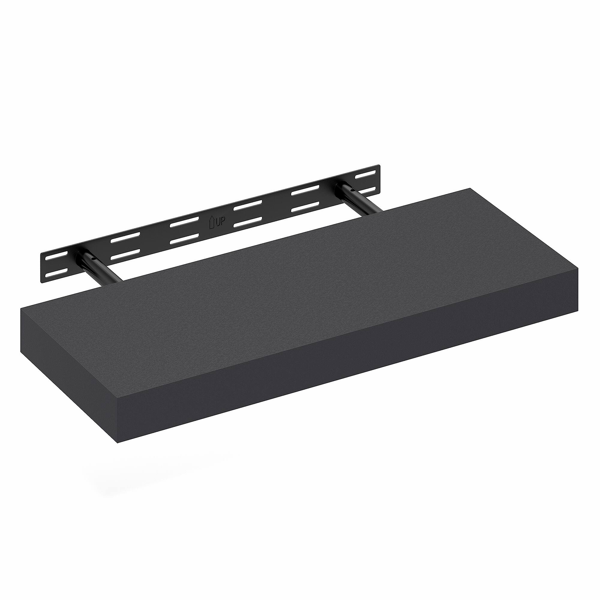 Alt View 3. Furinno - TANNA Floating Shelves for Wall, 9 x 24 Wall Shelf, Wall Mounted Floating Shelf with Invisible Brackets, Thick Shelf - Americano.