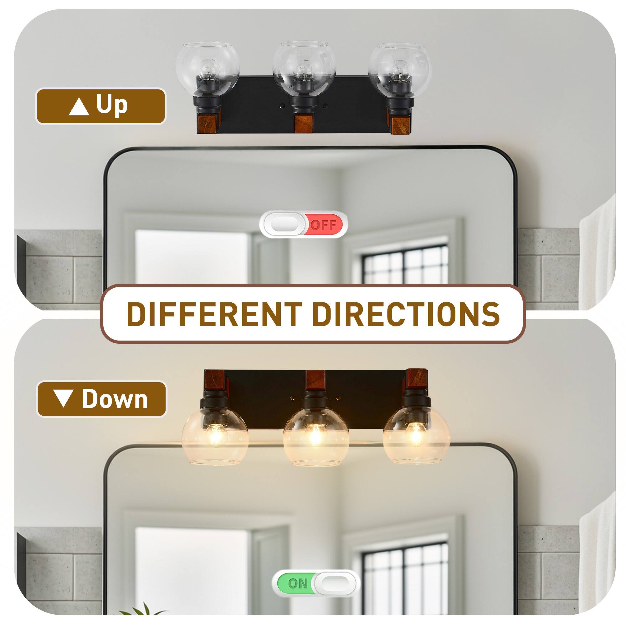 Up OFF  
Down ON  
DIFFERENT DIRECTIONS