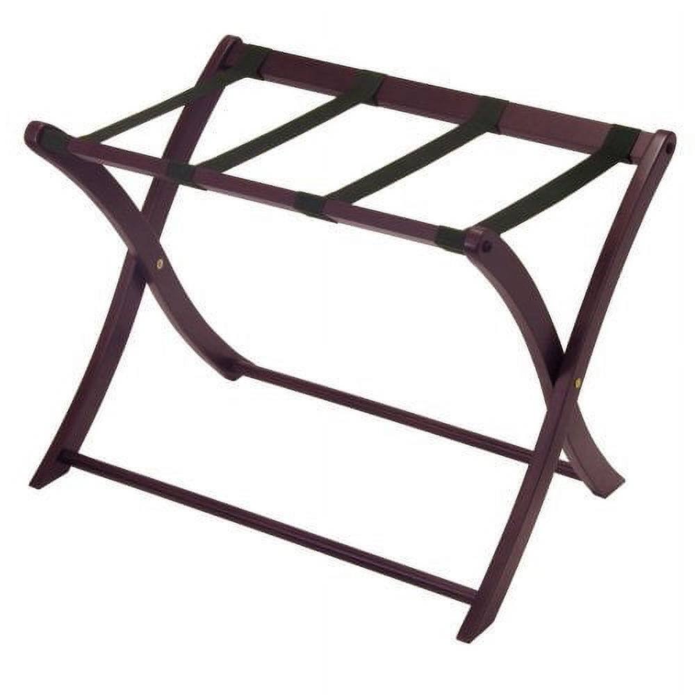 Alt View 1. Hivvago - Solid Wood Folding Luggage Rack in Medium Brown Finish with Black Nylon Straps - Brown.
