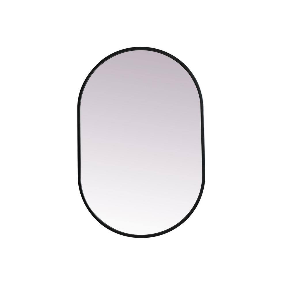 Alt View 2. Elegant Decor - Metal Frame Oval Mirror 20x30 Inch in Black - Black.