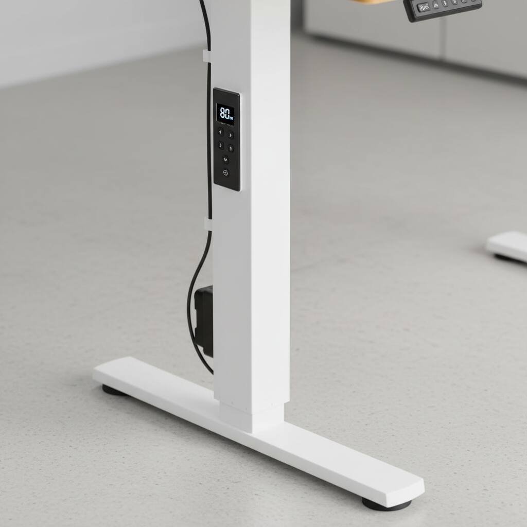 Left. AOITUN - Electric Adjustable Height Standing Desk 48", Enhance Productivity and Comfort with Ergonomic Design - Khaki.