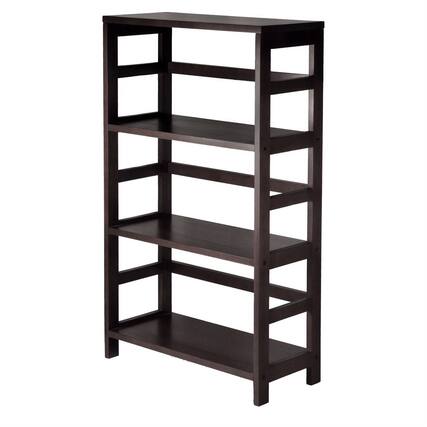 Front. SlickBlue - Wide Wood Finish 3-Shelf Modern Storage Unit - Espresso.