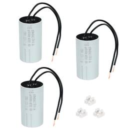 Unique Bargains - 3pcs 16uF CBB60 Running Capacitor, AC 450V 2 Wires 50/60Hz Cylinder 69x37mm for Water Pumps, Washing Machines - Gray