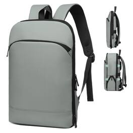 Unique Bargains - Slim Expandable Business Backpack for Men, 16" Laptop Compartment, TSA 15L-25L, Lightweight Work Office - Light Gray
