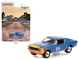 Greenlight - 1968 Ford Mustang GT Fastback #00 with Flames Graphics "Hobby Exclusive" Series 1/64 - Blue Metallic