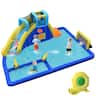Costway - Inflatable Water Slide Climbing Bounce House Splash Pool w/ 735W Blower - Multicolor