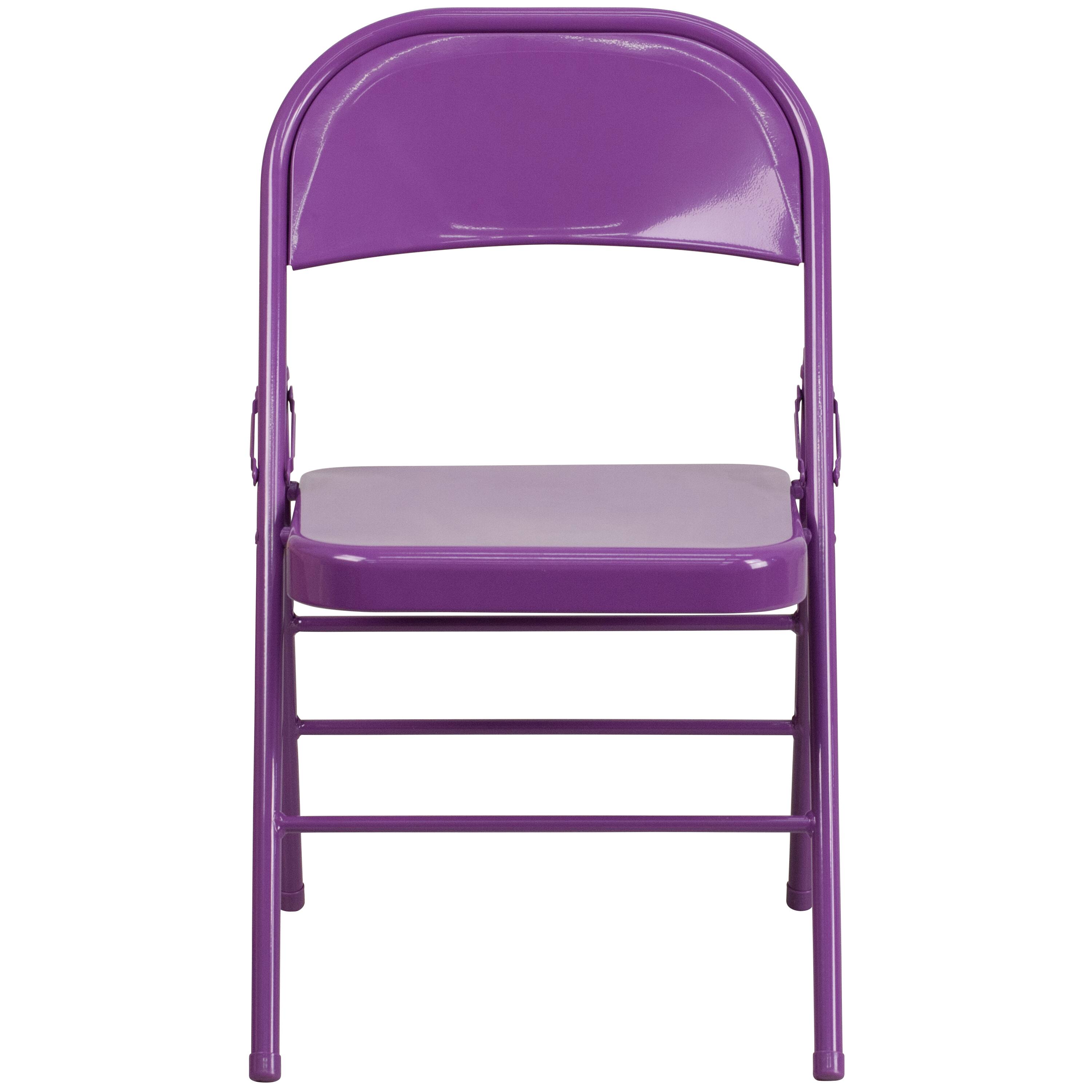 Alt View 8. Emma + Oliver - 4 Pack Colorful Metal Folding Chair Teen and Event Seating - Impulsive Purple.