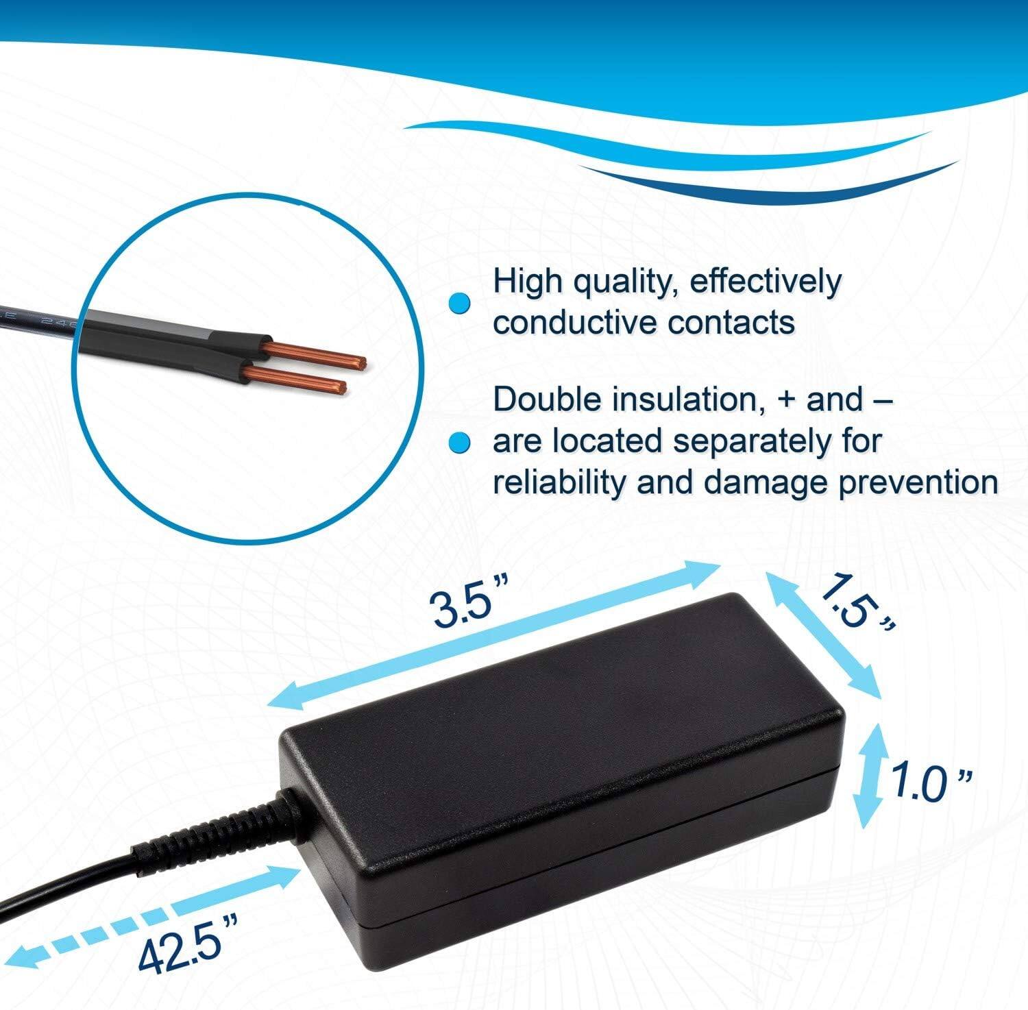 High quality, effectively conductive contacts  
Double insulation, + and - are located separately for reliability and damage prevention  

3.5"  
1.5"  
1.0"  
42.5"
