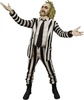 Front. NECA - Beetlejuice 1/4 Scale Figure - Striped Suit with Sound.