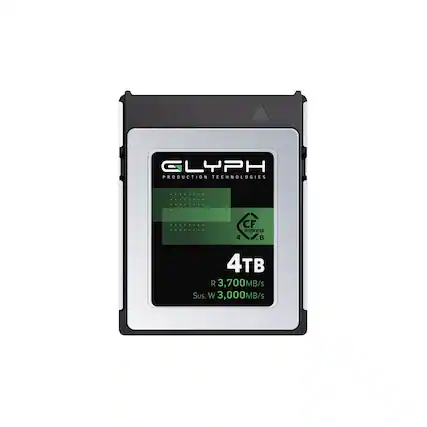 GLYPH PRODUCTION TECHNOLOGIES
CF express 4
4TB
R 3,700MB/s
Sus. W 3,000MB/s