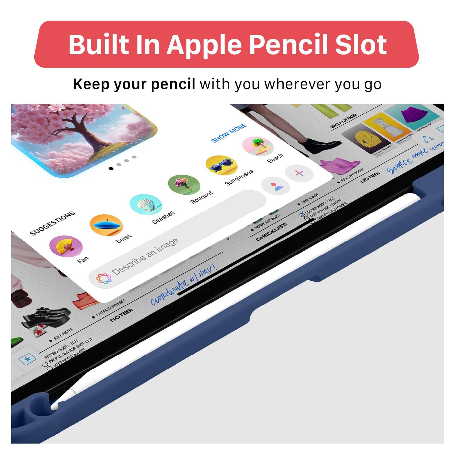 Built In Apple Pencil Slot  
Keep your pencil with you wherever you go