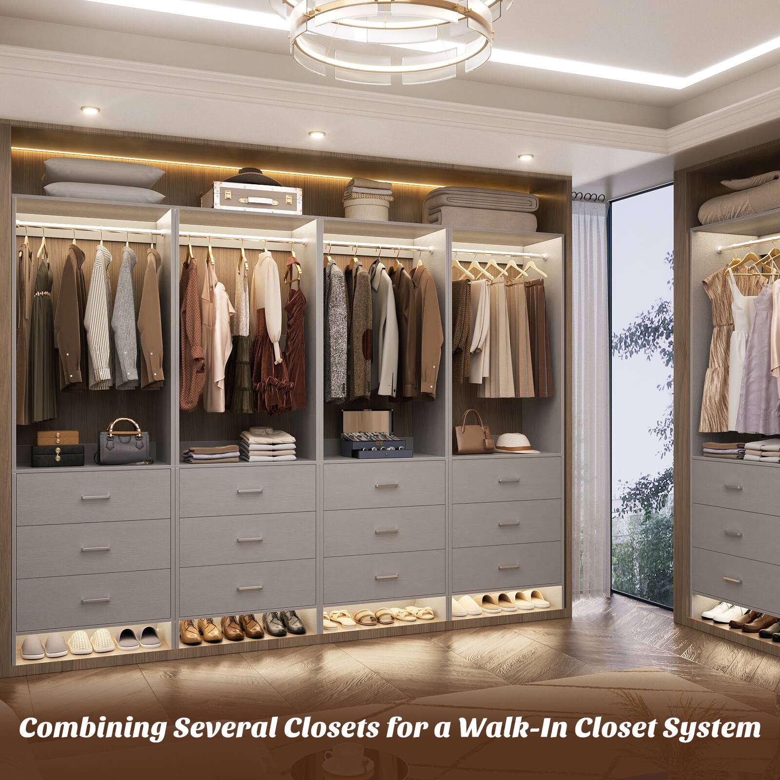 Combining Several Closets for a Walk-In Closet System