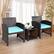 Alt View 3. Costway - 3PCS Patio Rattan Wicker Furniture Cushion Sofa Coffee Table - Turquoise,Mix brown.