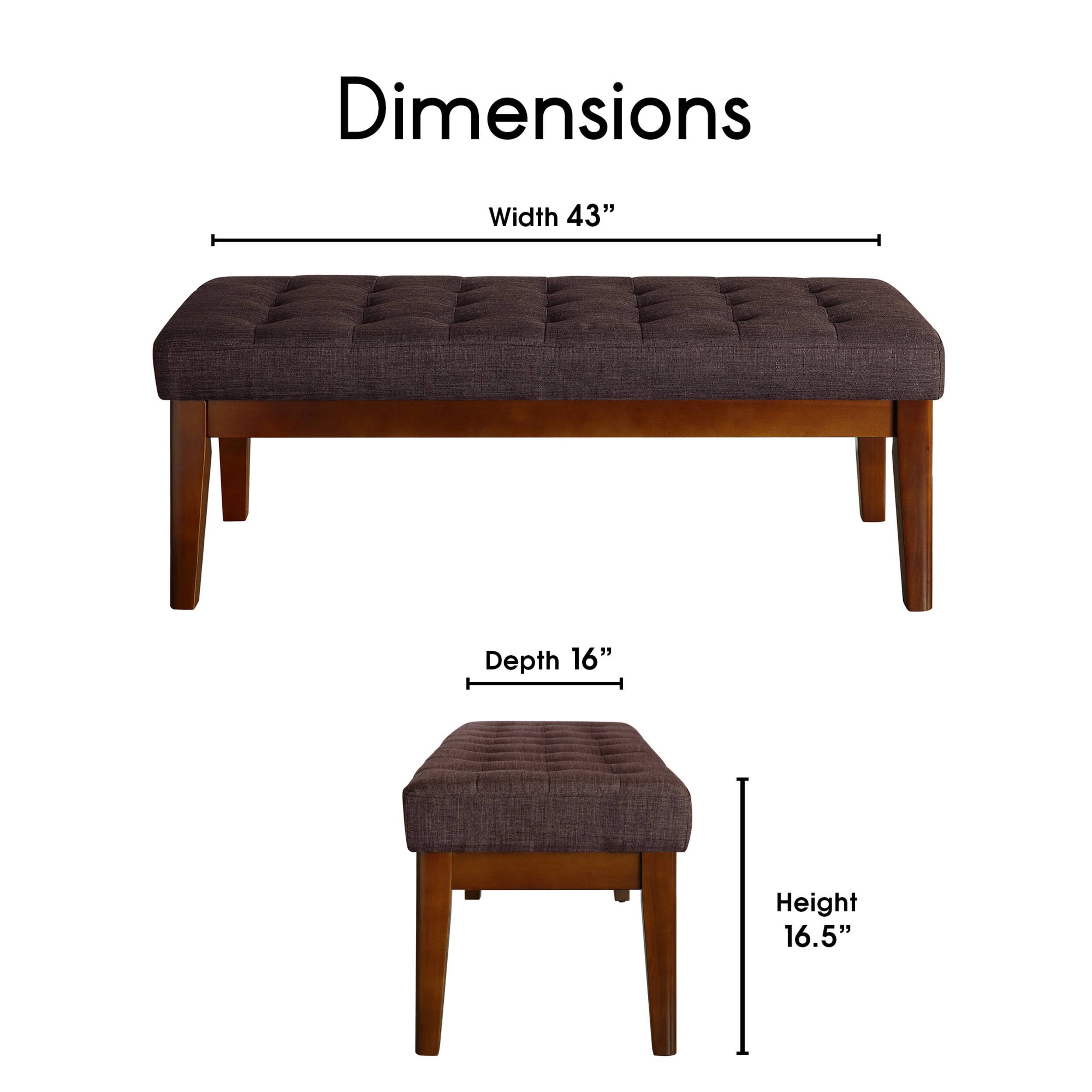 Angle. Elle Decor - Mid-Century Claire Bench - Chocolate Brown.