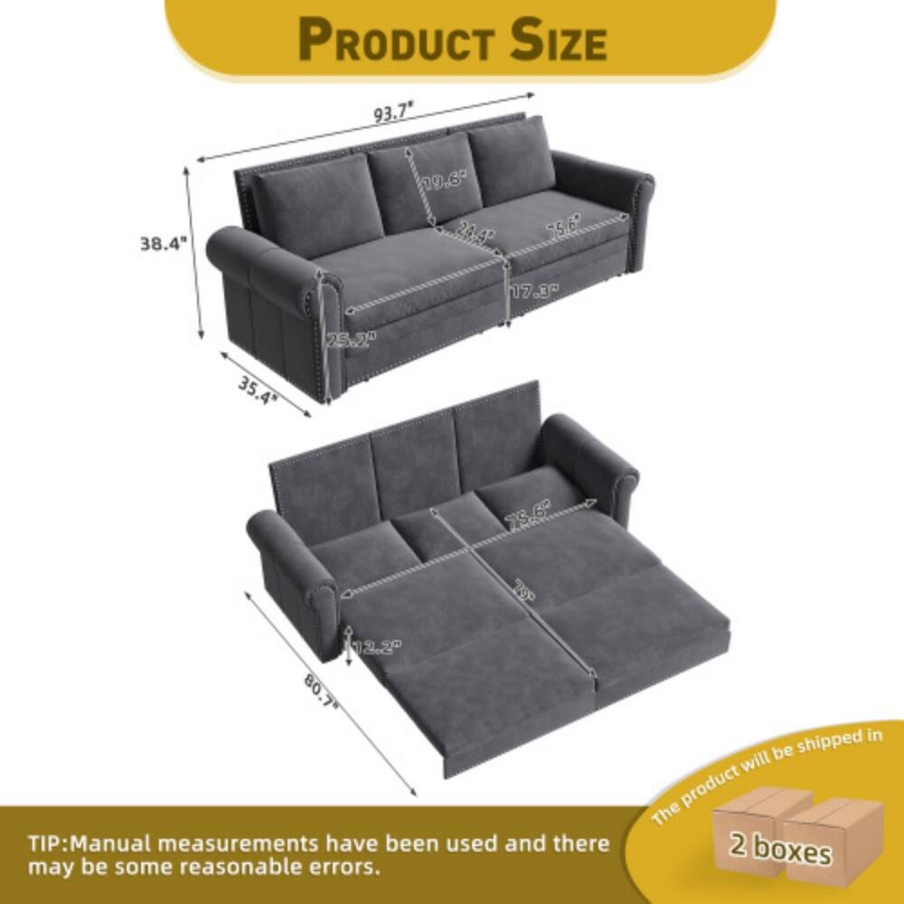 PRODUCT SIZE  
93.7" 38.4" 20.69 20.4 55.6 17.30 25.20 35.4 13.6 d 2.20 80.7  

TIP: Manual measurements have been used and there may be some reasonable errors.  
The product will be shipped in 2 boxes
