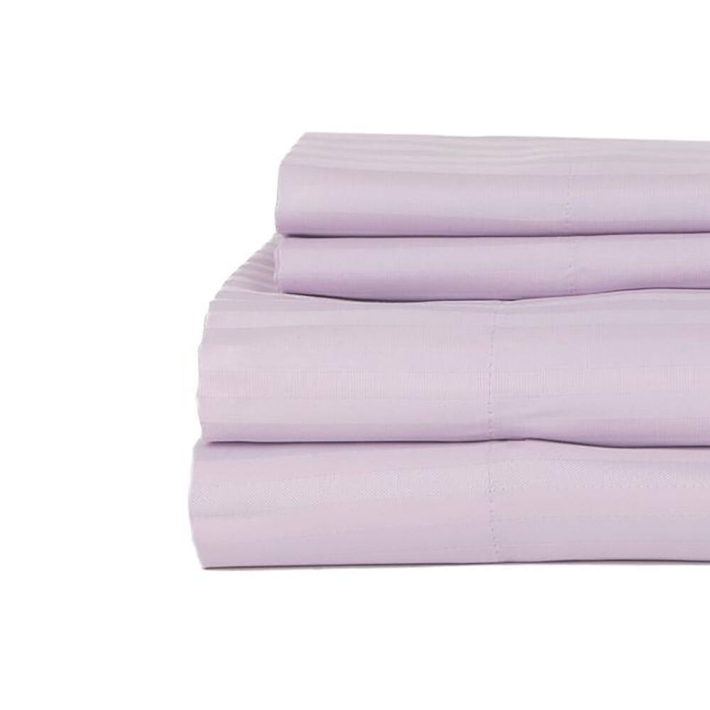 Alt View 1. Castle Hill London - Castle Hill London 600 Thread Count Sateen Stripe Sheet Set - King, Lavendar - Lavendar.