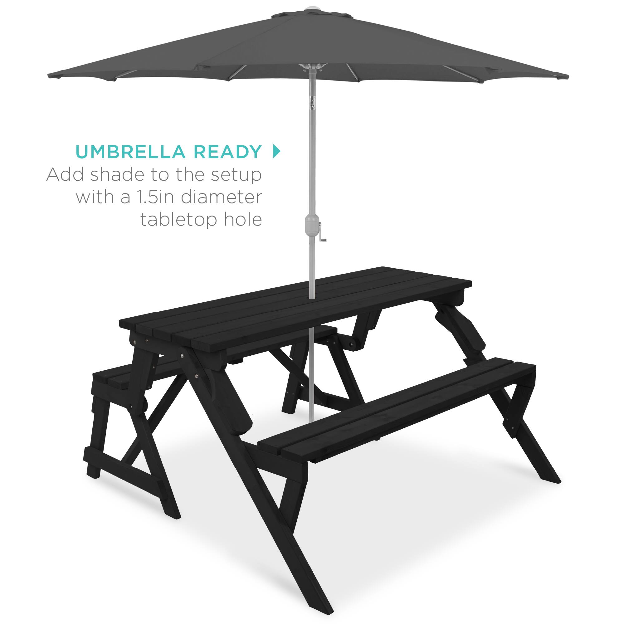 UMBRELLA READY  
Add shade to the setup with a 1.5in diameter tabletop hole