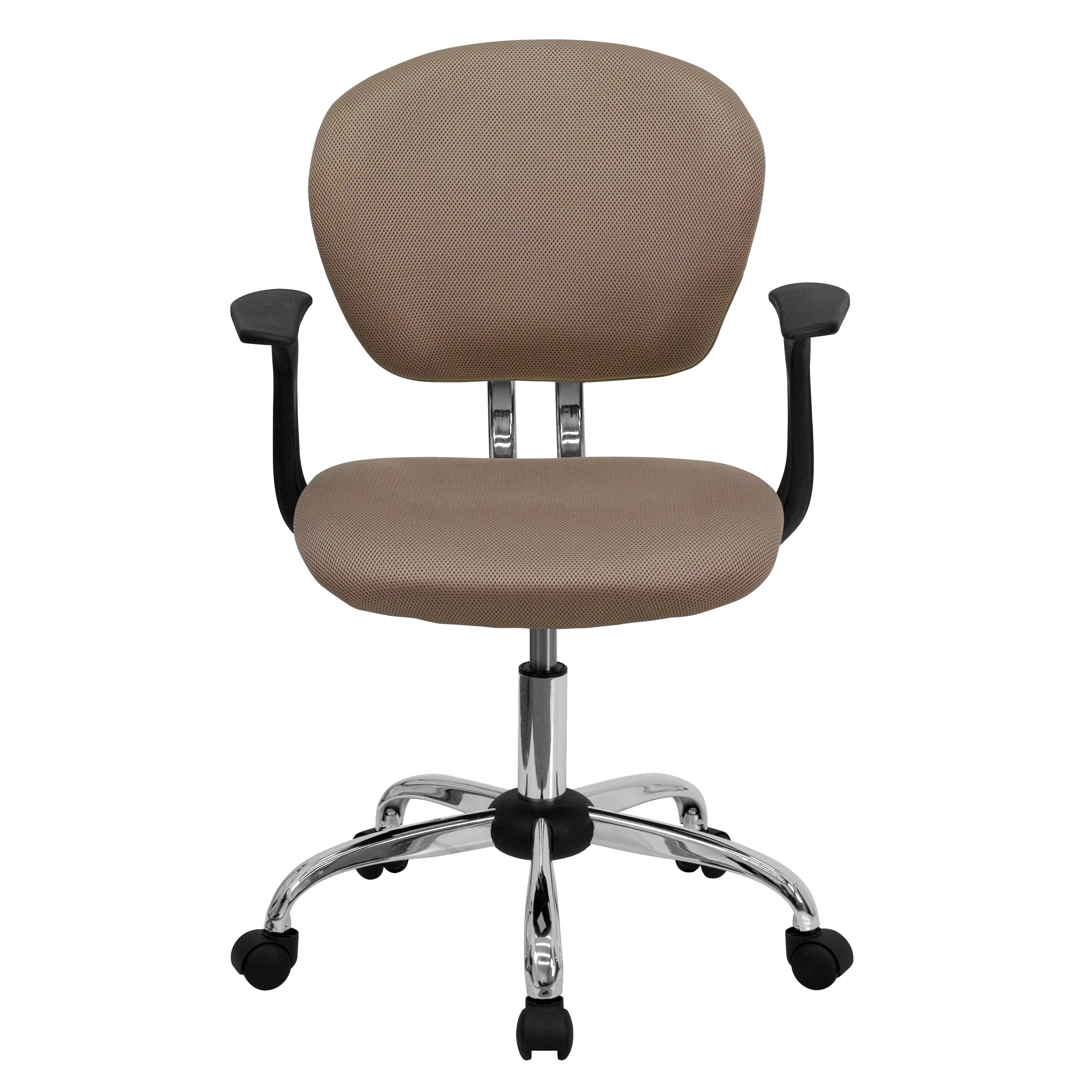 Alt View 5. Emma + Oliver - Mid-Back Mesh Padded Swivel Task Office Chair with Chrome Base and Arms - Coffee Brown.
