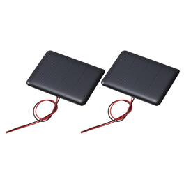 Unique Bargains - 2pcs 2V 0.24W 120mA Mini Solar Panels, Polycrystalline Solar Cell with Cable for DIY Toy Charger - Black