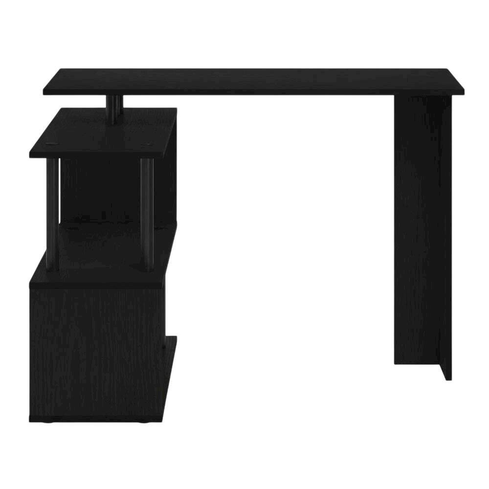Back. BisonOffice - L-Shape Computer Desk with 3-Tier Shelves - Americano/Black Modern Design - Americano/Black.